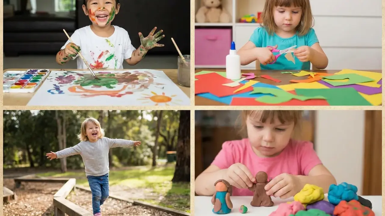 Bambini dipingono, ritagliano carta, giocano all'aperto e modellano con la pasta: ecco cosa costruire con le costruzioni creative!