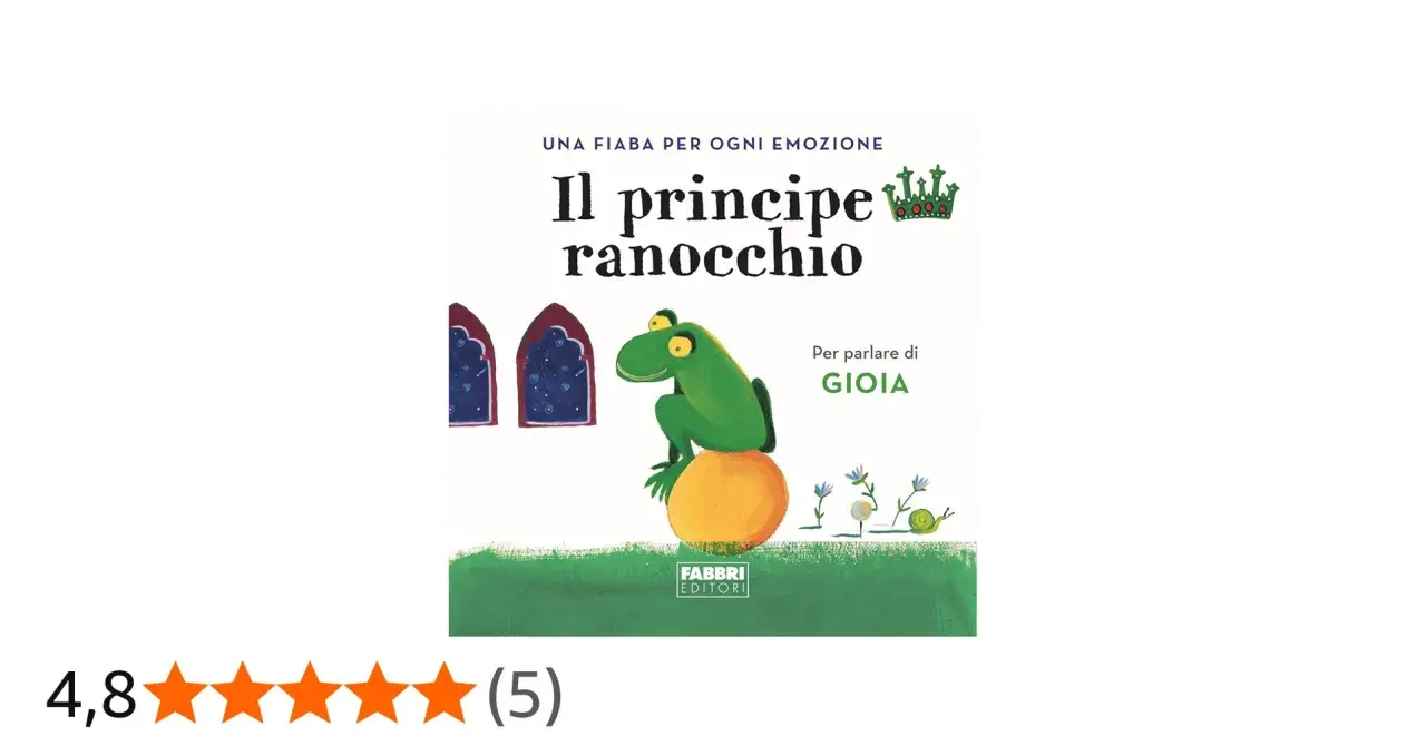 Copertina del libro "Il principe ranocchio" con un ranocchio verde su una palla arancione, vicino a finestre gotiche e fiori.