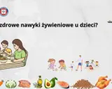 Famiglia a tavola, bambini che giocano e cibi sani. Immagine che promuove i giochi sull'alimentazione per bambini, incoraggiando abitudini sane.