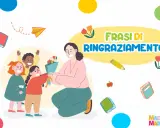 Bambini felici offrono un mazzo di fiori alla loro maestra, un gesto di gratitudine. Frasi di ringraziamento per la maestra.