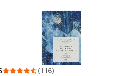 Copertina del libro "La regina delle nevi" di Hans Christian Andersen, illustrata da Edmund Dulac. La scena raffigura la regina in un paesaggio invernale.