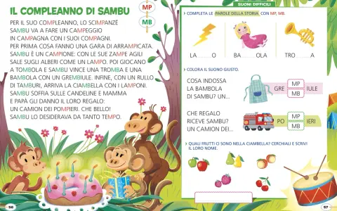 Un racconto di paura breve: Sambu, lo scimpanzé, festeggia il compleanno con giochi e regali, ma un lampo spaventa tutti.