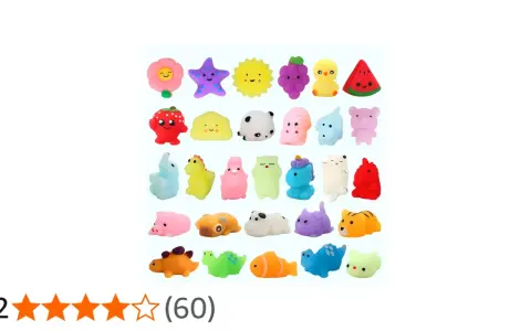 Una collezione di adorabili oggetti morbidi, esempi di giocattoli antistress a forma di animali, frutta e fiori, perfetti per alleviare la tensione.