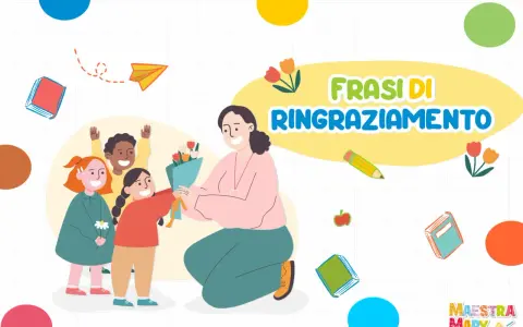 Bambini felici offrono un mazzo di fiori alla loro maestra, un gesto di gratitudine. Frasi di ringraziamento per la maestra.