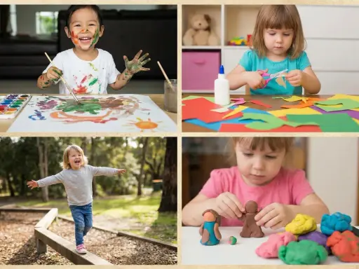 Bambini dipingono, ritagliano carta, giocano all'aperto e modellano con la pasta: ecco cosa costruire con le costruzioni creative!