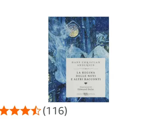 Copertina del libro "La regina delle nevi" di Hans Christian Andersen, illustrata da Edmund Dulac. La scena raffigura la regina in un paesaggio invernale.