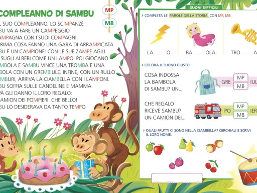 Un racconto di paura breve: Sambu, lo scimpanzé, festeggia il compleanno con giochi e regali, ma un lampo spaventa tutti.