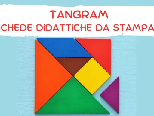 Schede didattiche da stampare con il tangram, un puzzle di forme colorate per creare figure.