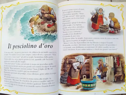 Un pescatore incontra il pesciolino d'oro che esaudisce i suoi desideri. La moglie, insoddisfatta, lo spinge a chiedere sempre di più.