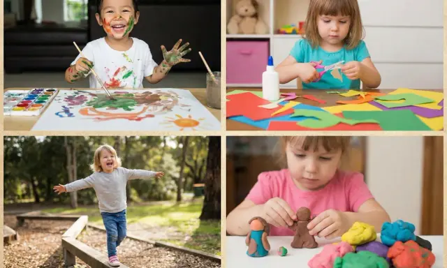 Bambini dipingono, ritagliano carta, giocano all'aperto e modellano con la pasta: ecco cosa costruire con le costruzioni creative!