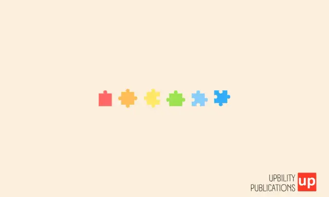 Sei pezzi di puzzle colorati in fila, che simboleggiano le funzioni esecutive nell'autismo.