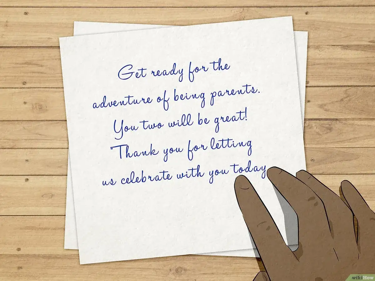 Un foglio con frasi per baby shower: 